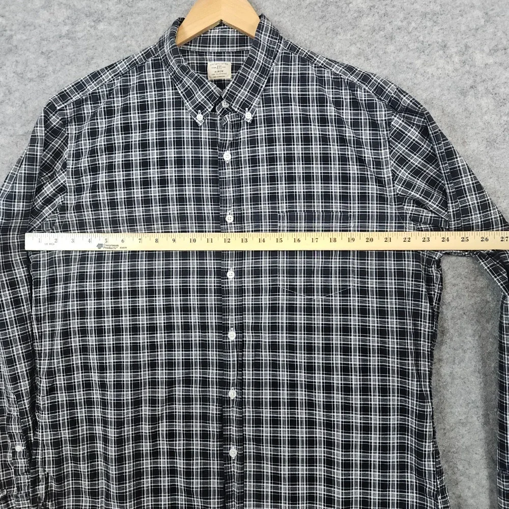 J Crew Men's Gray Plaid Dress Shirt Size XL 17-17‎ 1/2 Button Down 100% Cotton